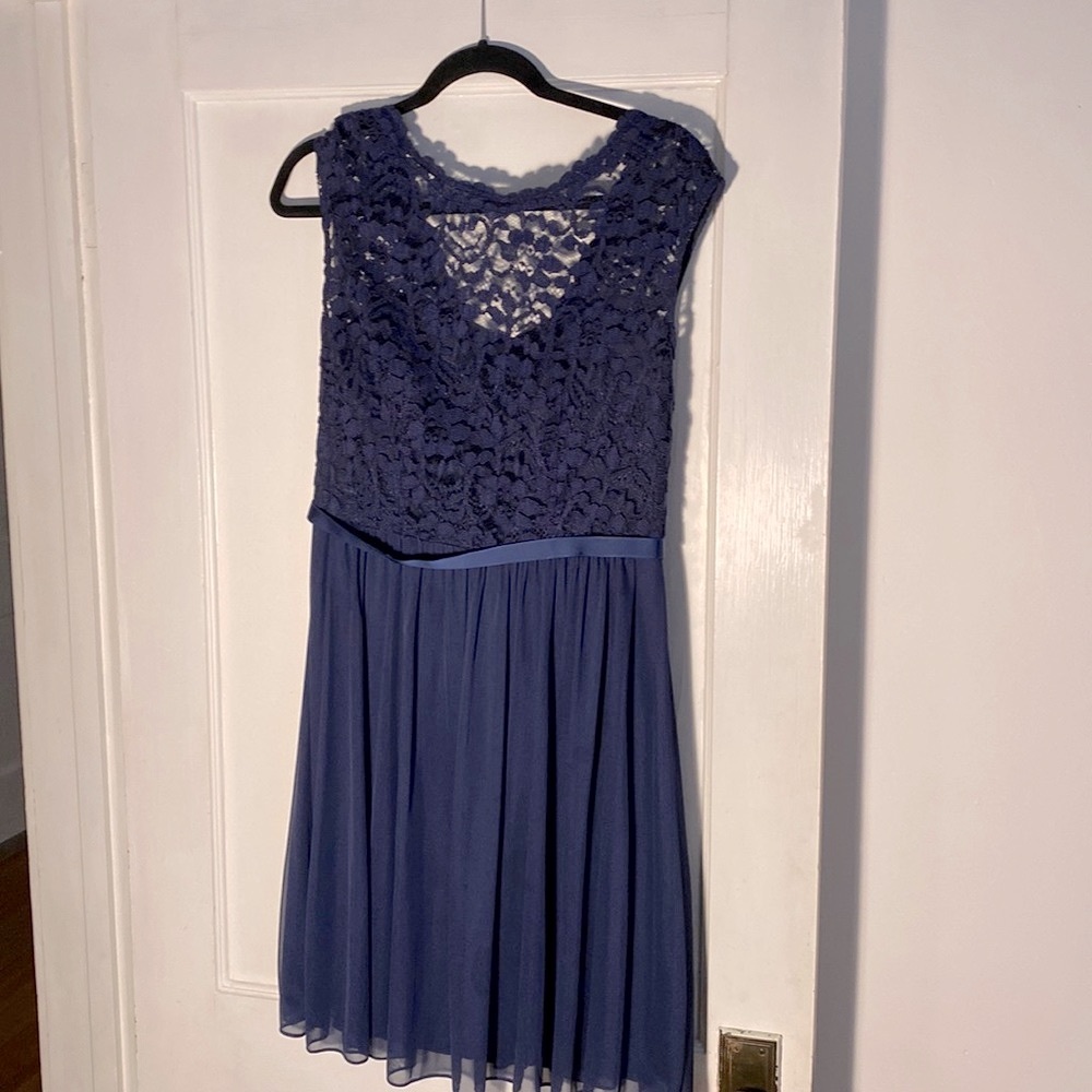 David’s Bridal Navy Knee-length Bridesmaid Dress
